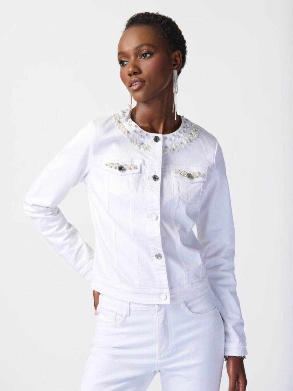Joseph Ribkoff Embellished Casual Denim Jacket Size M